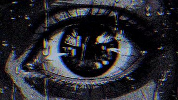A heavily distorted, glitch-art close-up of a human eye with chromatic aberration and digital artifacts overlaying the iris, paired with the experimental caption "⌇ e x p e r i m e n t . 0 7 7." The warped, fragmented visual style mirrors the experimental, corrupted aesthetic implied by the post's title and number.