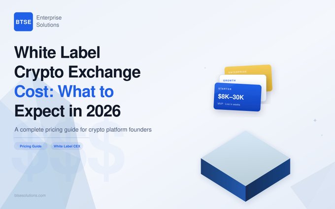 The image shows a white background with blue text that reads "White Label Cryptocurrency Exchange Cost: What to Expect in 2026". The text also includes a picture of a block, which could be related to cryptocurrency or a symbol for the exchange. The image is accompanied by a caption that provides information about the cost and time required to build such an exchange.