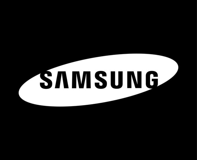The image shows the Samsung logo (black "SAMSUNG" text inside a white oval on a black background), which directly illustrates the company's brand featured in the post announcing Samsung Wallet's integration of USDC stablecoin transfers on Solana for its 82 million Galaxy phones in the US.