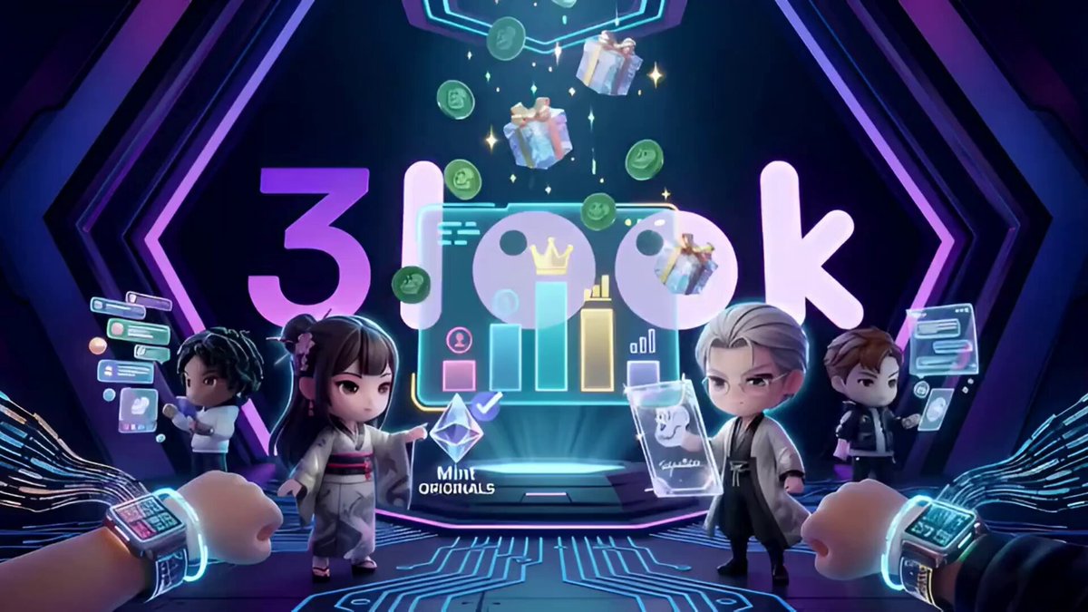 The image features a group of people standing around each other with their arms outstretched as if they are fighting or celebrating. The main focus of the image is a banner at the top that says "3 Look @ AppreciatorsIO". This suggests that there might be an event related to the AppreciatorsIO platform, possibly involving NFTs and virtual items.