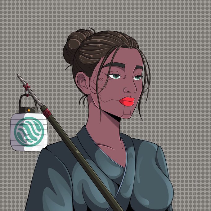 A digital illustration of an anime-style woman with a top bun holding a lantern, used to promote a giveaway of 50 whitelist spots for the @Aureliastudios_ project.

The lantern displays no clearly readable text beyond a decorative circular logo, but the post relates to an NFT-style whitelist giveaway contest.