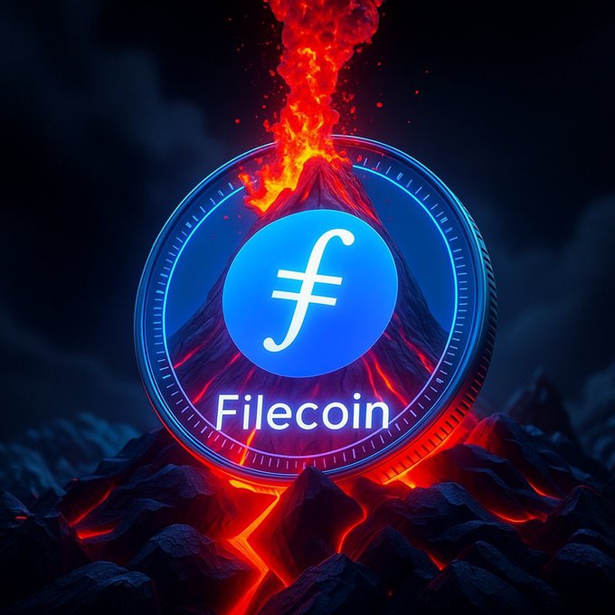 The image features a coin that has been rendered with a lava lamp effect, giving it an appearance of being melted or burning. The coin is surrounded by rocks and mountains, creating a sense of depth and scale. In the background, there are some clouds visible, adding to the overall atmosphere of the scene. The caption "FIL always delivers" suggests that the coin has been rendered in such a way to emphasize its value and importance as an investment or currency.