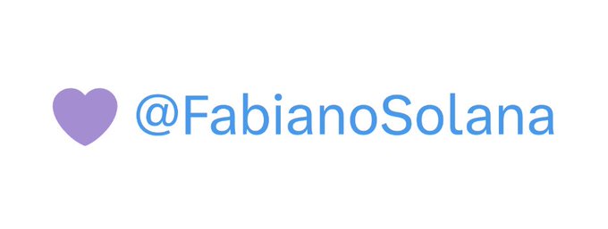 A purple heart emoji followed by the text '@FabianoSolana' in blue on a white background.