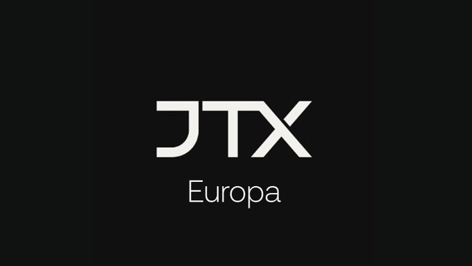 Black logo screen displaying 'JTX' in bold white letters with 'Europa' written beneath it.