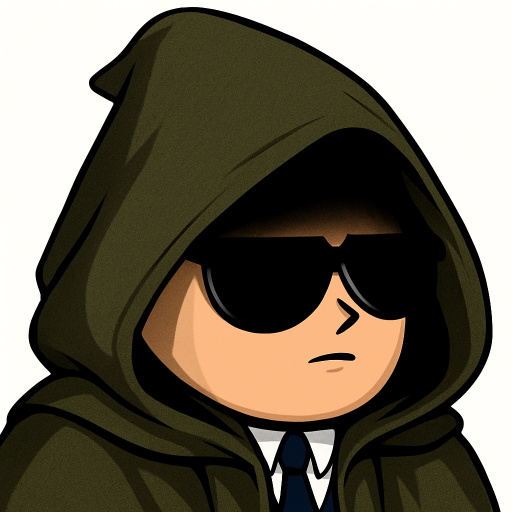 A hooded cartoon figure wearing sunglasses and a tie—often used to represent anonymous online traders or "degens"—matches the post's meme-coin trading vibe on Robinhood's "Hood Chain," featuring tickers like $CASHCAT, $DIH, $hoodrat, $hood, $vladdog, and $vlad.