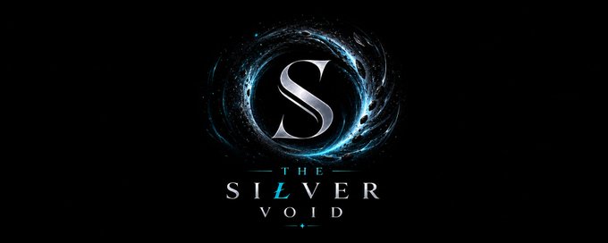 The image displays a stylized logo featuring a metallic "S" encircled by swirling blue and silver cosmic energy, with the text "THE SILVER VOID" beneath it. This branding aligns with the announcement introducing the project's new official domain, thesilvervoid.com, marking the start of a new era ahead of their Mainnet launch on LitVM.