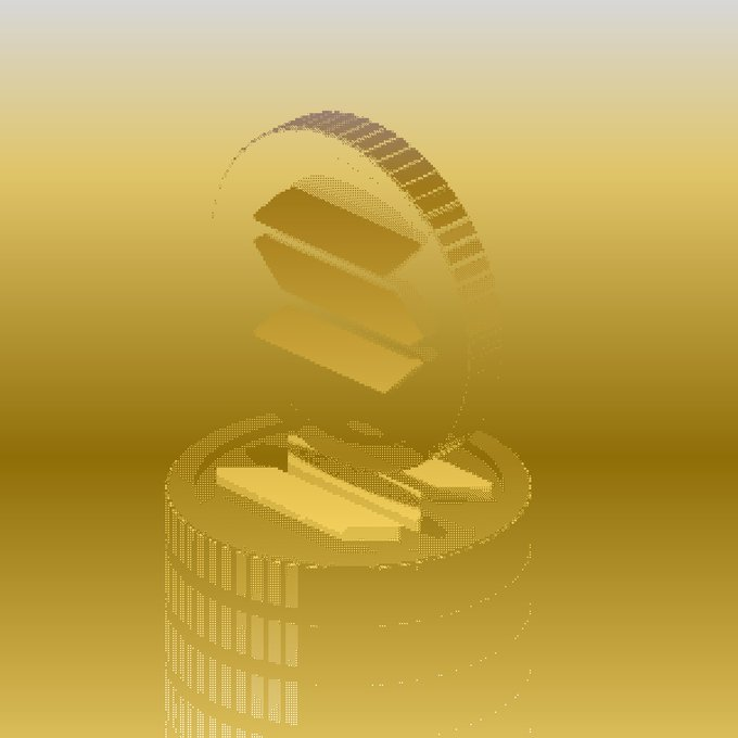 An abstract 3D-rendered golden spiral or helix structure against a yellow gradient background.