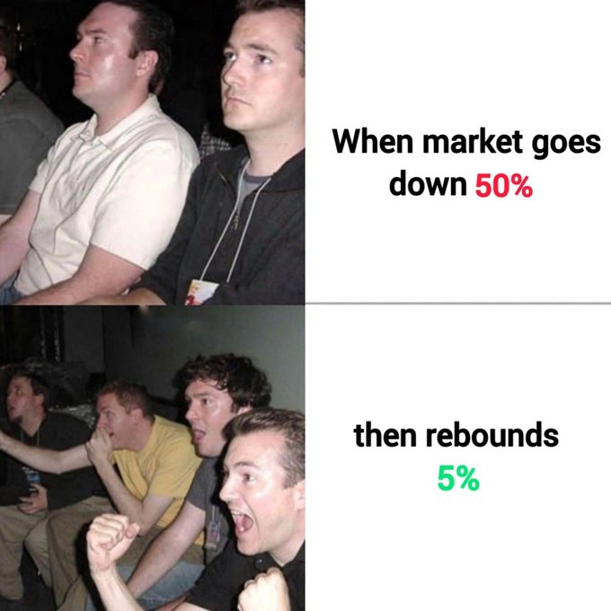 The image shows a group of people sitting together, with one person making a funny face while another person looks surprised or shocked. The caption below the image reads "Crypto guys are so funny", which seems to be related to the content of the image.