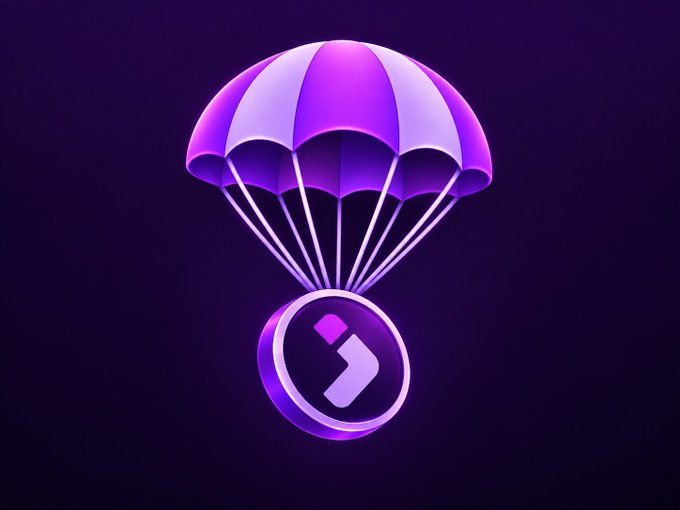 A purple parachute delivers a circular token featuring the "Jumper" logo, symbolizing an airdrop drop coming to users. The image visually reinforces the post's call for Jumper users to join the waitlist in anticipation of a potential token generation event (TGE) expected in Q4.