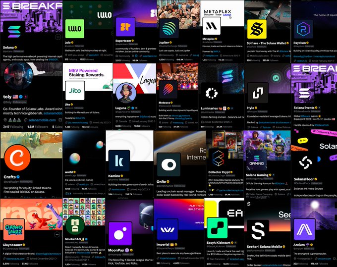 A collage displays multiple project profile cards from the Solana ecosystem, featuring names like Solana, Lulo, Superteam, Jupiter, Metaplex, Solana Floor, Crafts, Worldcoin, Kamino, Ondo, Collector Crypt, Solana Gaming, Claynosaurz, and MonkeyDAO alongside their token tickers and metrics. The image visually represents the "collecting infinity stones" theme by showcasing a diverse collection of Solana-based projects and tokens gathered together like gathered stones.