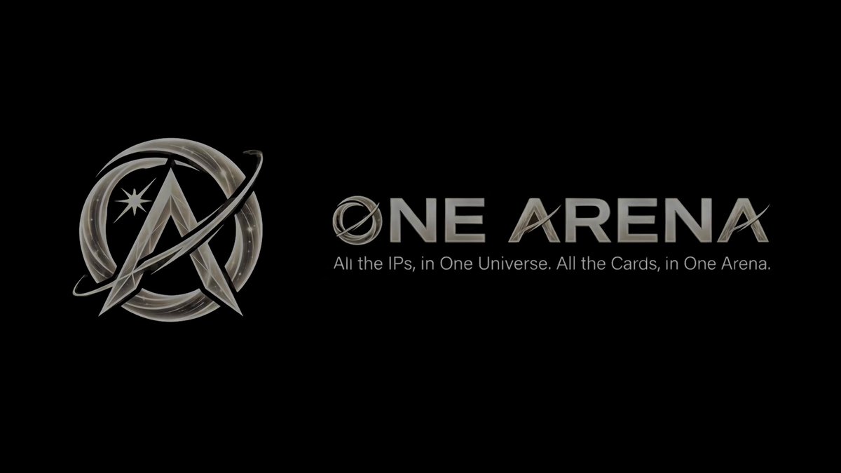 The image features a logo for a company named "One Arena". The logo consists of an image of a planet with a star, surrounded by a circle containing the letters "A" and "P", which are the main elements of the logo design. Below this logo is the text "One arena" written in black. In addition to the logo, there's also some text that reads "Collect, Battle, Win Packs One Arena Early Access is Live." This information suggests that the company offers collectible items related to the gaming world and has a special offer for early access to their products.