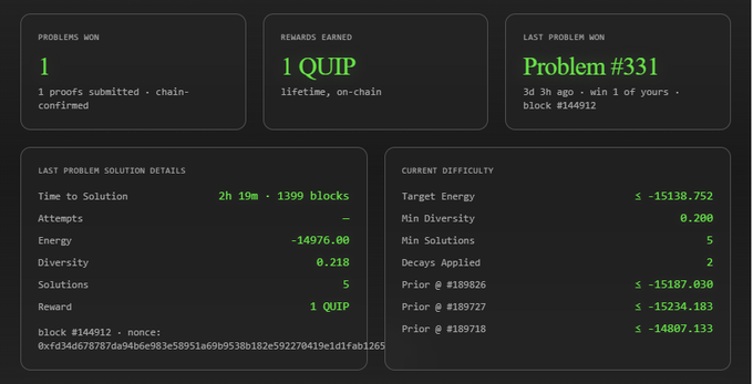The image displays a computer screen with various statistics, including the problem number and details of a system error. There are two buttons labeled "QUIP" and "SOLUTION". The text also mentions that this information may be wrong and possibly outdated, indicating that some of the numbers in the display could be inaccurate or out-of-date.