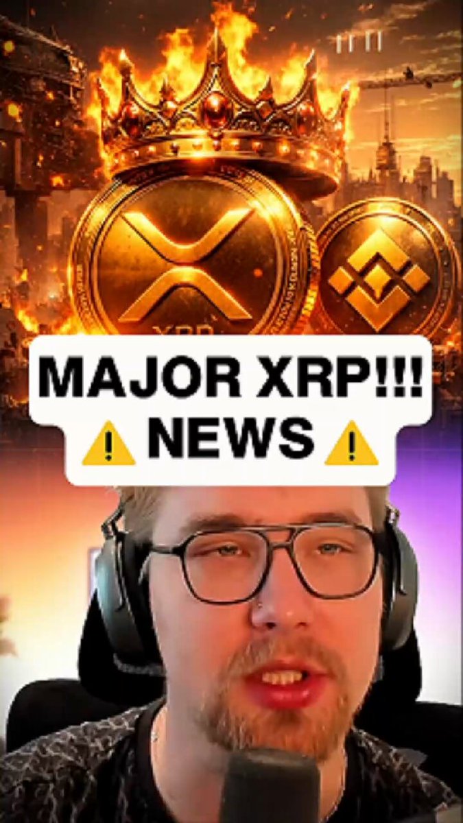The image features a man wearing glasses, sitting behind a microphone with headphones on his head. He has a serious expression as he looks directly at the camera. The background of the image shows a city skyline, which appears to be set against a sunset or sunrise. The caption below the image reads "Major XRP! News".