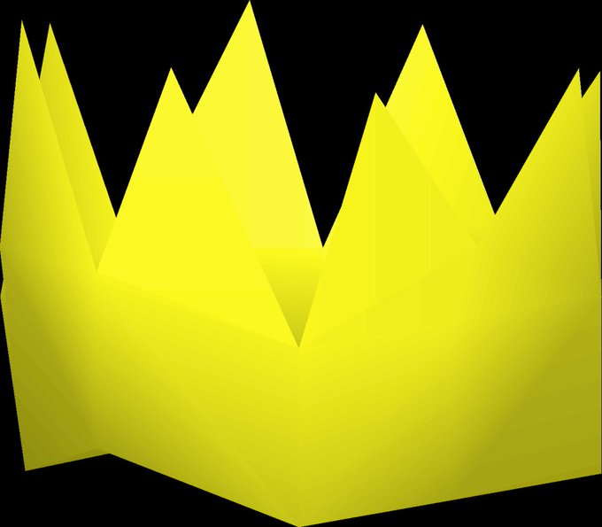 A simple digital illustration of a yellow crown-like shape with multiple pointed peaks on a black background.