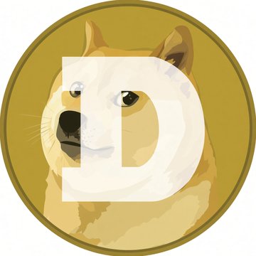 A circular golden emblem features the iconic Dogecoin Shiba Inu dog with a large white letter "D" overlaid on its face, directly referencing the $DOGE cryptocurrency and reinforcing the post's theme of a "golden future" through the coin-like gold coloring.