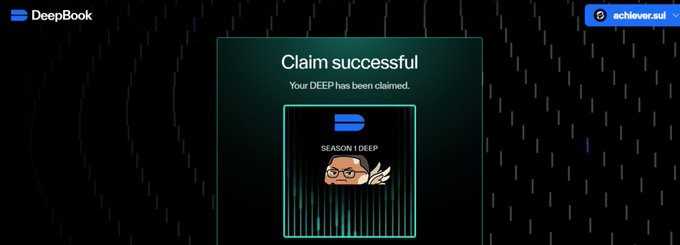 "The image has a focus on DeepBook, an app or website where users can claim their accomplishment."