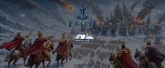 A fantasy-style illustration showing armored figures on horseback in a snowy landscape with the "FROST" logo at the top center.