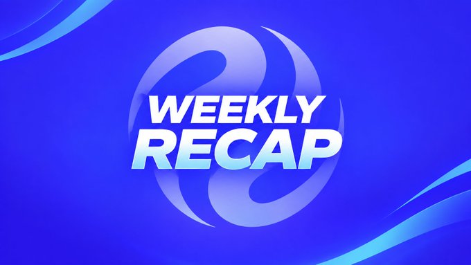 A blue graphic with a circular logo and white text reading 'WEEKLY RECAP' is displayed.
