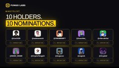 A shortlist for a FUNGO LABS award with 10 nominees in 3 categories, highlighting '10 HOLDERS' and '10 NOMINATIONS'.