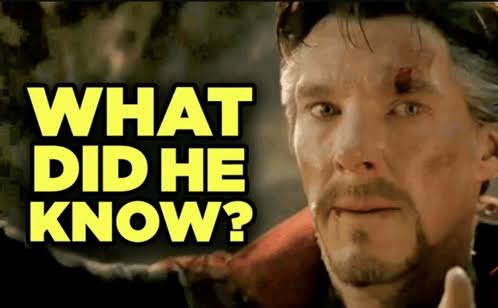 The image shows a close‑up of Doctor Strange with the bold yellow caption “WHAT DID HE KNOW?”, underscoring the cryptic question behind the claim that by the end of 2026 there will be more launchpads than coins.