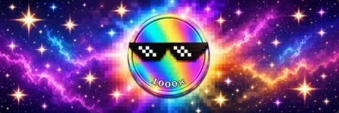 A digital illustration of a smiley face emoji wearing pixelated 'deal with it' sunglasses, surrounded by a vibrant, colorful galaxy and glowing stars.