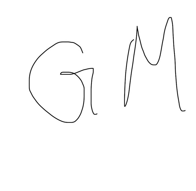 A simple hand-drawn sketch showing the letters 'GM'.