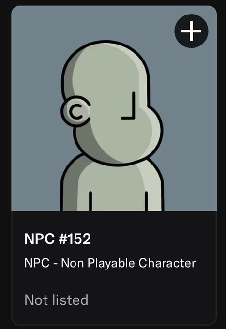 The image shows a card or poster featuring a cartoon character of a person wearing earrings, standing against a blue background. The text on the card reads "NPPC #152 Non Playable Character". This information suggests that this could be an advertisement for a non-playable character (NPC) game or product.
