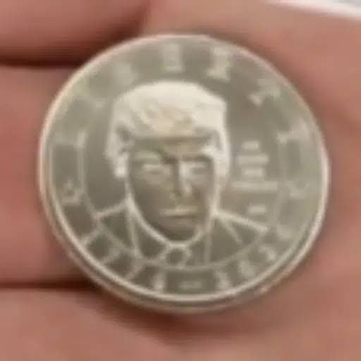 A close-up of a silver coin being held between fingers, featuring an engraved portrait of a figure wearing a cap with Chinese characters along the top edge. The image appears unrelated to the accompanying post about Solana/BSC token narratives like Banana Cat and bow.fun.