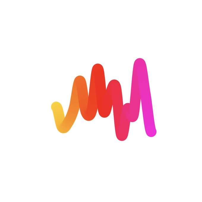 A colorful, gradient wave-like logo transitioning from yellow to orange, red, and pink/magenta on a white background.