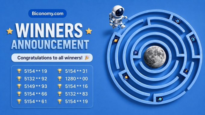 The image features a blue maze filled with stars, surrounded by a large planet. The text "Winners Announcement" is displayed at the top of the image, followed by a list of numbers that reads "5114+19 5151+61 515+93 516+91 517+92". These numbers are likely the winning numbers for a game or contest. The maze and planet in the image serve as a visual representation of the challenges and rewards associated with the announcement, creating an interesting and engaging atmosphere around the winners' achievements.