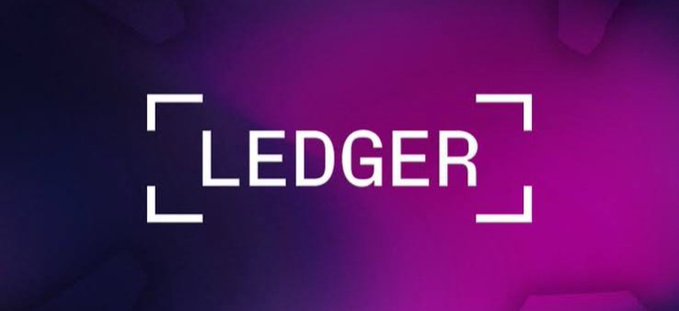 The image displays the "LEDGER" logo in white, framed by corner brackets against a purple and dark blue gradient background. It serves as a visual header for breaking news about Ledger investigating potential supply-chain theft linked to a Southeast Asian reseller.