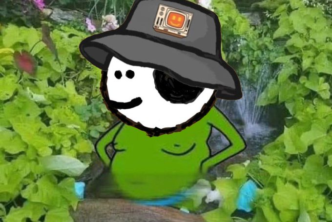 A cartoon figure with a beard and a bucket-hat stands confidently with hands on hips in a lush garden with a fountain, paired with a bullish "Gm" post hyping the $BNKR token via bankr.bot.