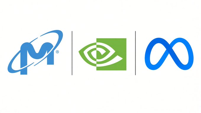 A logo image displaying three tech company logos separated by vertical lines: Micron Technology (blue 'M' with ring), NVIDIA (green eye design), and Meta (blue infinity-style logo).