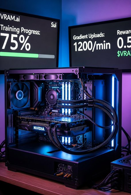 The image shows a computer case with various components such as a graphics card, cooling fans, and wires. The components are connected together inside the case, which indicates that this is an AI training progress monitor or a gaming rig designed for AI applications. The focus of the image is on the components within the computer case rather than the AI itself.