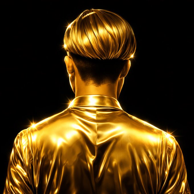 A golden, statue-like figure seen from behind with a polished, reflective appearance symbolizes the idea of identifying high-value opportunities before they become obvious to the masses. The luxurious gold aesthetic reflects the post's theme of seeking early, high-conviction crypto projects like @base and @variational_io before their full potential is realized.