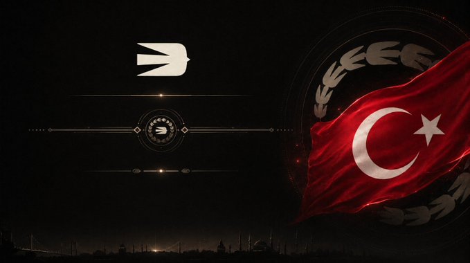 A dark banner featuring the Turkish flag with its red background and white crescent and star, alongside a stylized 'W' logo and golden emblem on the left.