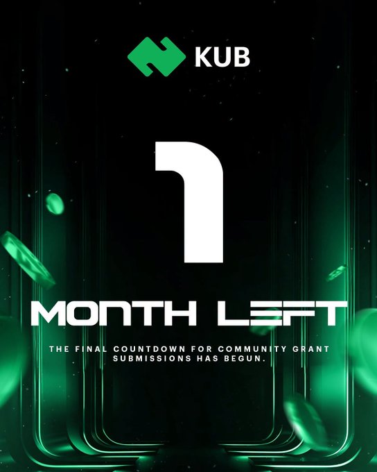 Promotional graphic with KUB logo reading "1 MONTH LEFT — THE FINAL COUNTDOWN FOR COMMUNITY GRANT SUBMISSIONS HAS BEGUN."