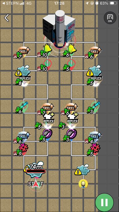 The image shows a game board laid out with small cartoon images of characters, including different kinds of vehicles like cars and motorcycles. The main focus of the image is a character that appears to be healing or restoring something related to the game board, with other similar characters visible throughout the scene. There are several options for actions available on this game screen; one option seems to involve jumping over obstacles represented by cartoon characters. The text in the image suggests that there might be a post about this game on social media, possibly providing information or tips related to the healing mechanic within the game.