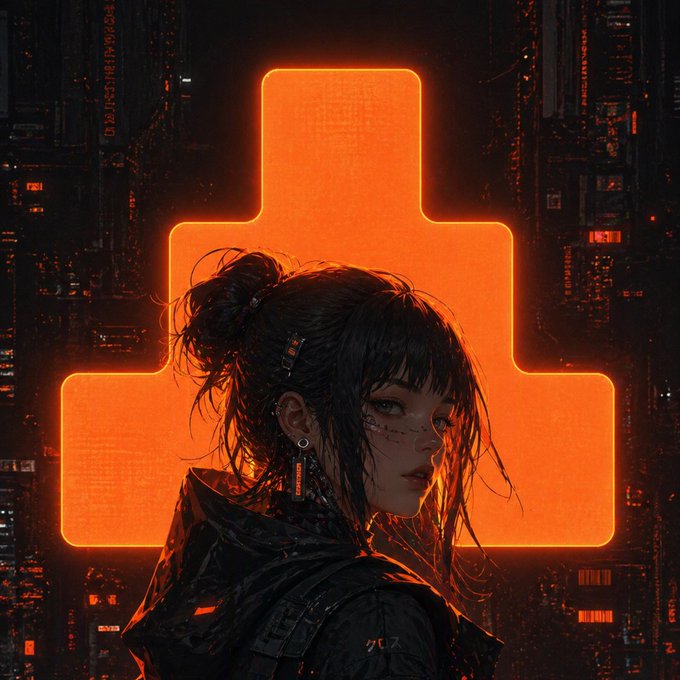 The image features a woman with long hair wearing a black outfit against an orange background. The woman appears to be looking off into the distance, possibly lost in thought or daydreaming. The image also contains text that reads "the way @TheARCTERMINAL handles privacy is worth understanding every action ANIMA takes gets committed on-chain via ZKURT but the contents stay encrypted, anyone can verify that something happened and that it followed your policy without ever knowing what it was private yet". This suggests a connection between the woman's image and the post about TheARCTERMINAL.