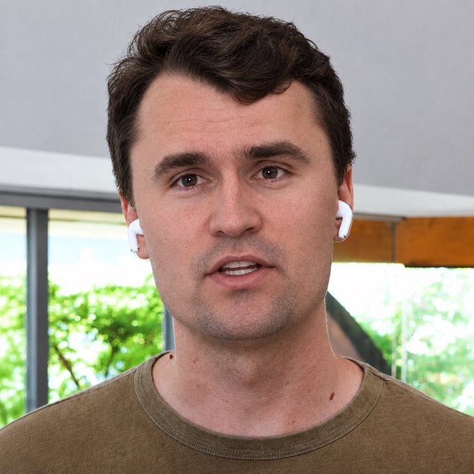 A man with short dark hair wearing white wireless earbuds and a brown t-shirt speaks, with a window showing greenery behind him.