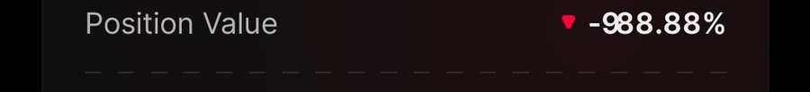 A dark interface displaying 'Position Value' with a red downward triangle and the figure '−988.88%'.