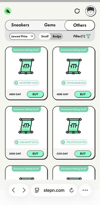 "StePMICOM.COM" is displayed at the top of the image, which is a screenshot or a picture of a mobile app called "StepN code". The screenshot shows several options for buying sneakers from an online store. These options include Sneakerz website and other shopping apps offering sneakers, with their respective images and details shown on the screen.