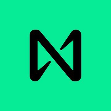 A black stylized "N" logo on a bright green background.