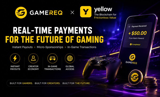 A black phone displays a game app with a yellow background, featuring a game controller and a coin stack on the screen.