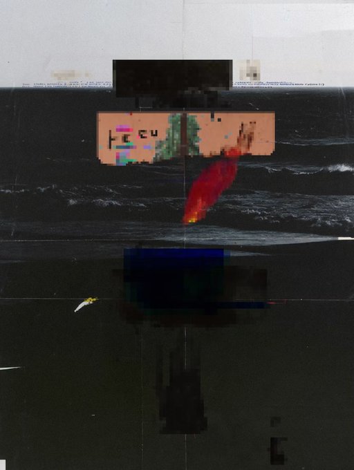 A heavily distorted, glitchy, and abstract image with unclear content, where some pixels appear scrambled, and it contains a small piece of text mentioning "Canon 1/3."