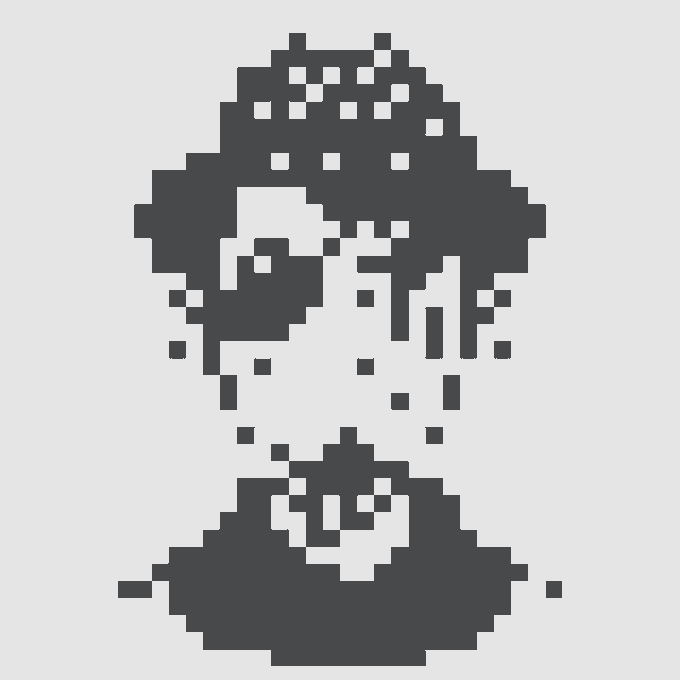 A pixelated dark gray skull wearing a hood, fragmented and dissolving into pixel particles, serves as the on-chain agent avatar for normiesART, as referenced in the accompanying post about acquiring a new blockchain-based identity.