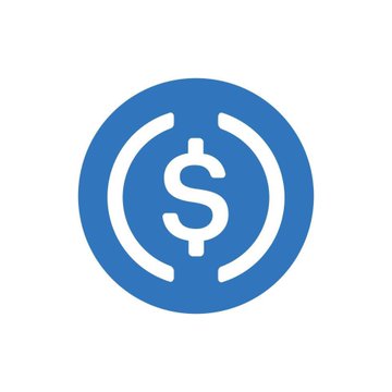 The blue circular logo of the USDC stablecoin featuring a stylized 'S' in the center.