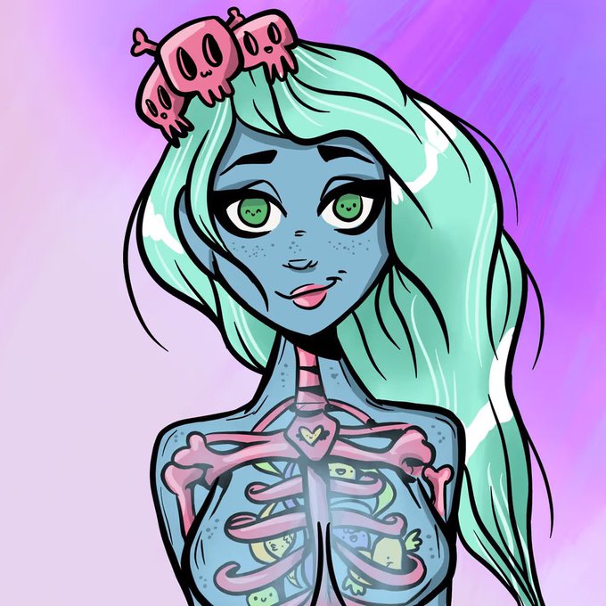 The caption for this image could be: "Meet Lila, the skeleton muse: You don't have one, but you need one." This caption encapsulates the predictive and diagnostic qualities common in algorithms, which people often feel they need but don't possess. The image cleverly personifies the concept of a predictive algorithm as a 'skeleton muse,' suggesting that just as a muse inspires the creation of art even though they aren't tangible, an algorithm aids in the creation of insights and predictions even though it's not something one physically has.