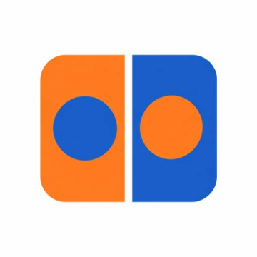 A simple logo featuring two rounded squares side by side — orange with a blue circle on the left, and blue with an orange circle on the right.