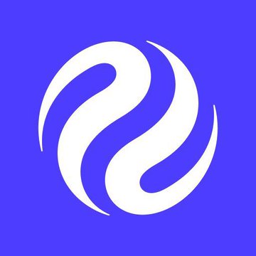 The image shows a white circular logo featuring two interlocking curved shapes against a vibrant blue-purple background, which appears to be the Injective ($INJ) cryptocurrency logo. This visual relates to the post announcing $INJ's listing on Robinhood, representing the Injective protocol being featured on the trading platform.